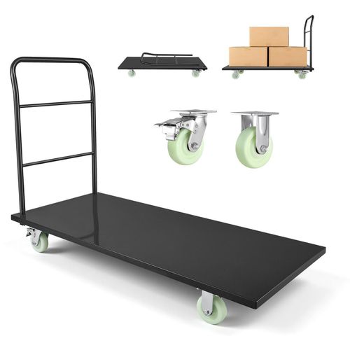 Plattformwagen - Klappbarer Schwerlast-Transportwagen - Tragkraft 907 kg - Maße 152,5 x 70 x 109 cm - Lenkrollen & Griff - Für Lager, Werkstatt, Fabrik, Gepäcktransport