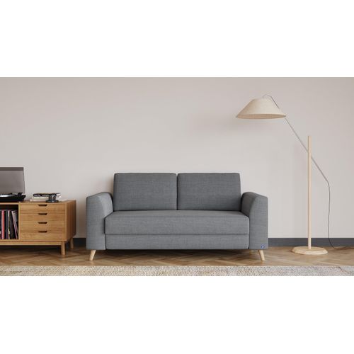 BRUNO Schlafsofa 140cm in Dunkelgrau | stabiles Massivholz & Boxspringkomfort