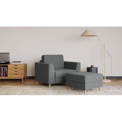 BRUNO Schlafsessel 70cm in Dunkelgrau | praktische Größe | stabiles Massivholz & Boxspringkomfort