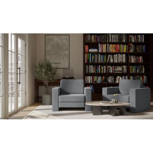 BRUNO Schlafsessel 70cm in Dunkelgrau | praktische Größe | stabiles Massivholz & Boxspringkomfort