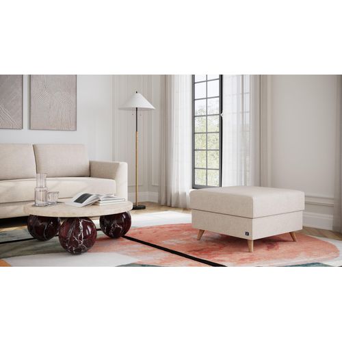 BRUNO Hocker 70x70 in Creme Ecru Beige | Gemütliche Ablage und praktische Aufbewahrung