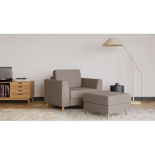 BRUNO Schlafsessel 70cm in Taupe Grau-Beige | praktische Größe | stabiles Massivholz & Boxspringkomfort