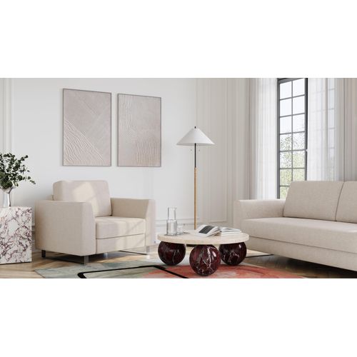 BRUNO Schlafsessel 70cm in Creme Ecru Beige | praktische Größe | stabiles Massivholz & Boxspringkomfort