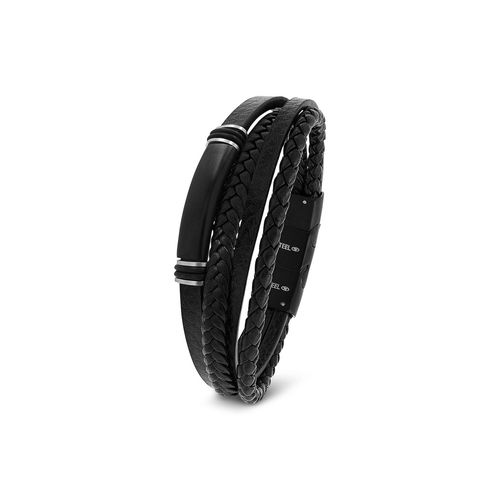 TOM TAILOR Herren Gravurarmaband aus Edelstahl schwarz, schwarz, Gr. ONESIZE