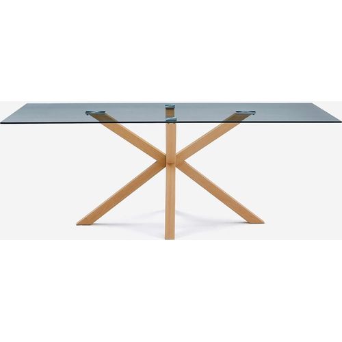 Tisch 200x100cm Design aus Glas und Holz mit gekreuzten Beinen Horo