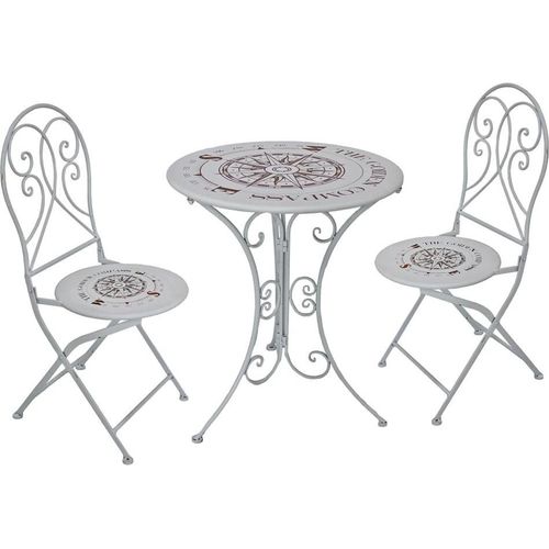 Balkonmöbel-Set STEFAN 3-tlg. - Stahl, Bronze | Balkon-Set Gartenmöbel-Set Sitzgruppe für Balkon Balkonstuhl Balkontisch