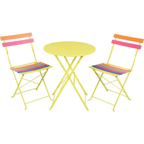 Balkonmöbel-Set LAINE 3-tlg. - Eisen, Grün | Balkon-Set Gartenmöbel-Set Sitzgruppe für Balkon Balkonstuhl Balkontisch