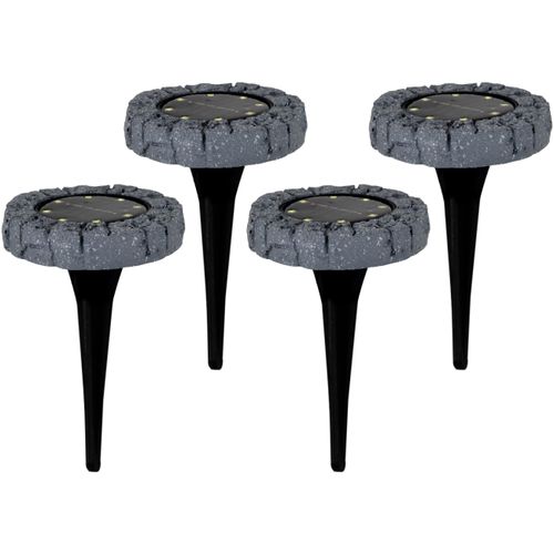LED Gartenleuchte NÄVE "LED-Solar Bodenleuchte", grau, H:11cm Ø:11cm, Leuchten, LED Gartenleuchte, mit Erdspieß, 4er Set