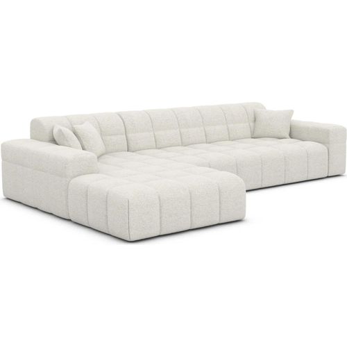 Bouclé L-Form Sofa Nivara Weiß Links