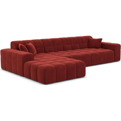 Samtstoff L-Form Sofa Nivara Rot Links