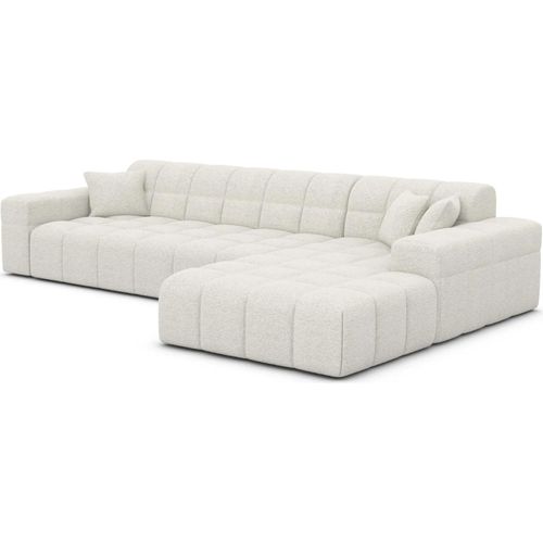 Bouclé L-Form Sofa Nivara Weiß Rechts