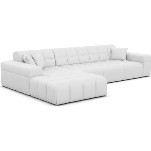Echtleder L-Form Sofa Nivara Weiß Links