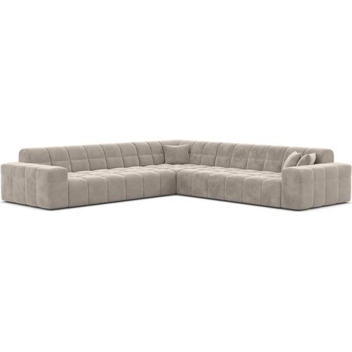Samtstoff Ecksofa Nivara Sand