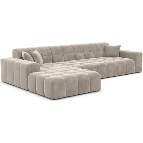Samtstoff L-Form Sofa Nivara Sand Links