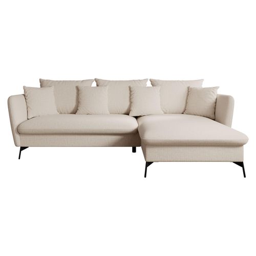Masseno Ecksofa FERRO mit Schlaffunktion L-Form, Sofa mit Bettkasten, Wohnzimmersofa, Couch, Soffa, Bettsofa, Couchgarnitur- Creme, MOLLY 02
