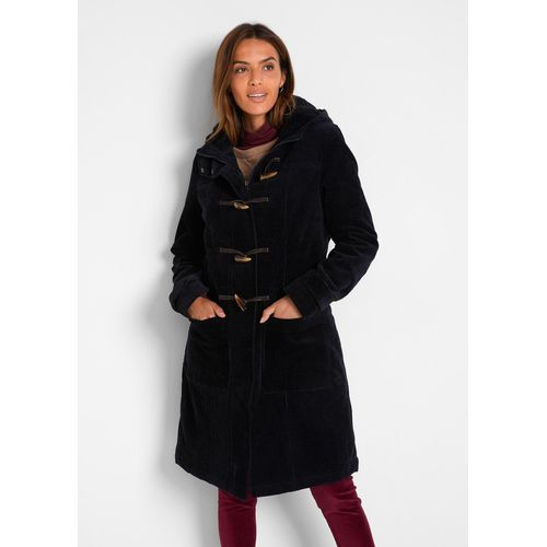 bonprix Gefütterter Cord-Dufflecoat, schwarz, Gr.46, Gefütterter Cord-Dufflecoat mit Kapuze und Knebelknöpfen, aus Cord