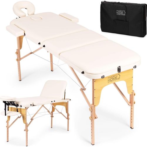 3-teiliger, faltbarer Massagetisch aus Holz mit Tragetasche