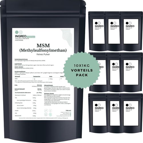 MSM (Methylsulfonylmethan) Feines Pulver (>100 Mesh) – 10kg (10X1kg)