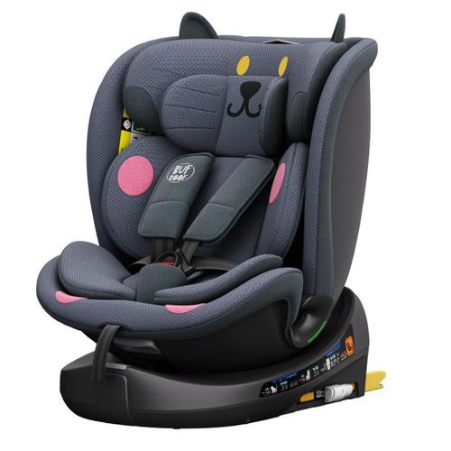 BUF BOOF® B-Joy DELUXE i-Size 40–150 cm Kinderautositz, ISOFIX, 360° drehbar, 155° Liegeposition, Schlafposition, DarkGreyCAT