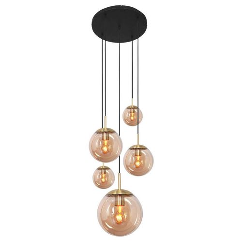 Deckenleuchte, Schwarz, Metall, Glas, 60x115-373x60 cm, höhenverstellbar, Lampen & Leuchten, Innenbeleuchtung, Deckenleuchten