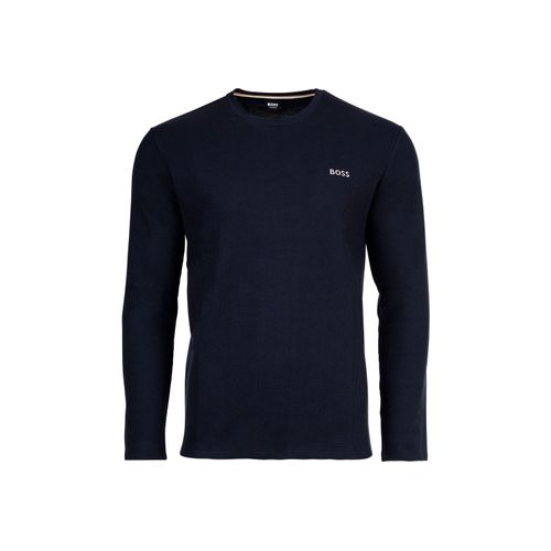 Longsleeve BOSS "Longsleeve Waffle Longsleeve 1er Pack", Herren, Gr. M, blau (dunkelblau), Obermaterial: 60% Baumwolle CO. 40% Polyester PES., Shirts