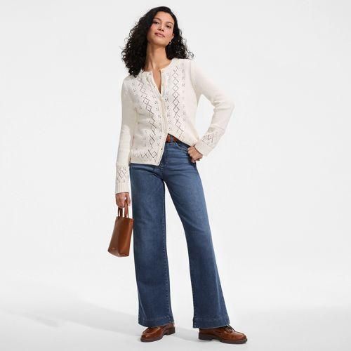 All-Day CoolMax Jeans Mid Waist mit weitem Bein, Damen, size: regular, Blau, by Lands' End