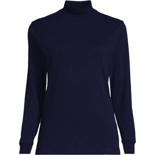 Baumwoll-Stehkragenshirt, Damen,  Blau, Baumwolle, by Lands' End