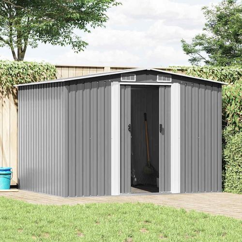 vidaXL Gartenschuppen Grau Metall 257 x 205 x 178 cm