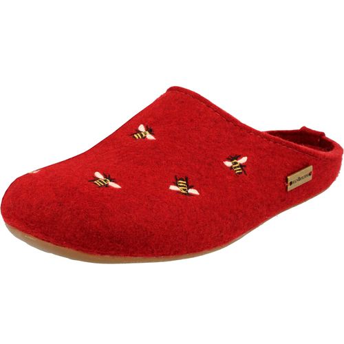 Haflinger Damen Hausschuh Pantoffel Bienen Stickerei Everest Api 484016, Größe:38 EU, Farbe:Rot