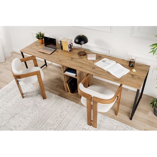 Skye Decor, Twin Study Desk - Atlantic Pine, Black, Schreibtische, Atlantische Kiefer, 240 x 74 x 60 cm