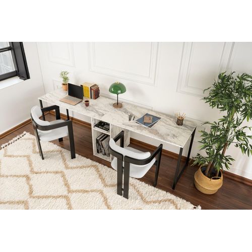 Skye Decor, Twin Study Desk - Freesia, Schreibtisch, Freesie, 100 % melaminbeschichtete Spanplatte, 240 x 60 x 74