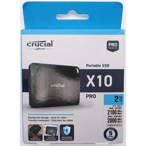 Crucial X10 Pro Portable SSD 2TB USB-C 3.2 Solid State Drive externe Datenträger