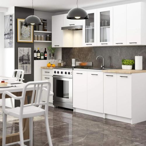 Gerade Küchenzeile für Plattenbauwohnungen 240 cm VERMINA - weiß