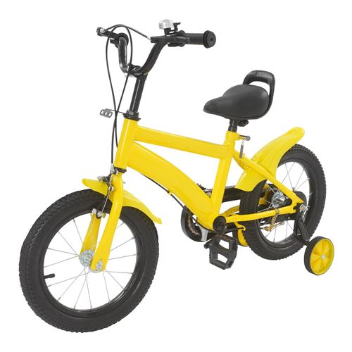 14 zoll Kinderfahrrad mit Stützrädern Gelb Lernfahrrad für Kinder