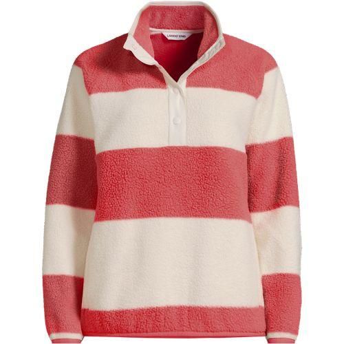 Teddy-Pullover mit Druckknopf-Leiste, Damen,  Pink, by Lands' End