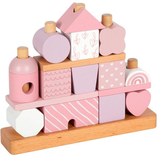 Stapelspielzeug SMALL FOOT "Stapelhaus", rosa, Stapelspielzeug, BabyB:5cm H:19cm T:22cm, Holz, B:5cm H:19cm T:22cm