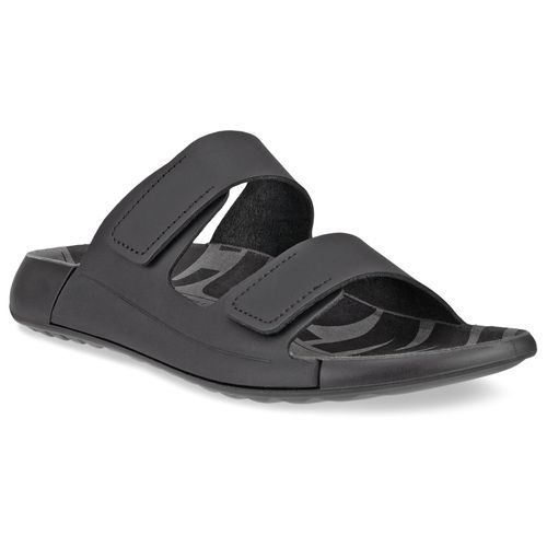 Pantolette ECCO "COZMO W", Damen, Gr. 36, schwarz, Leder, Schuhe Pantolette, Sommerschuh, Schlappen mit zwei Klettverschlussriemen