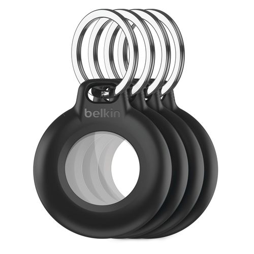 BELKIN Schlüsselanhänger Set "Secure Holder 4er-Pack wasserfest für Apple AirTag", schwarz, Schlüsselanhänger, Schlüsselanhänger Set