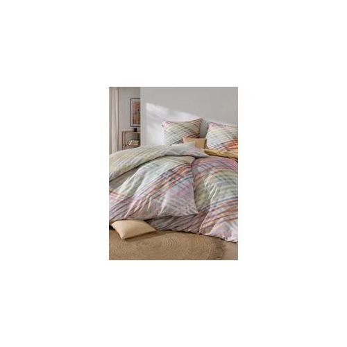 Bettwäsche IRISETTE Gr. 1, steingrau, gelb, bedruckt, B/L: 135cm x 200cm, Renforcé,Renforcé, B/L: 80cm x 80cm, 2 tlg., Renforcé;Renforcé, 100% Baumwolle, Bettwäsche, Bettwäsche