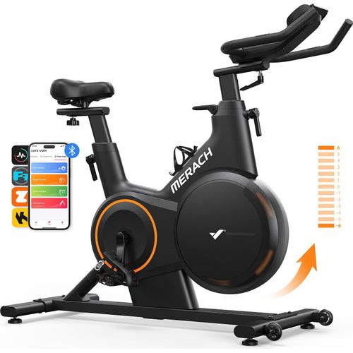 Heimtrainer Fahrrad, magnetisches Fitnessbike mit APP für Zuhause, bis 158kg belastbar, ±6° Neigung, leise, komfortabel, realistisches Fahrerlebnis