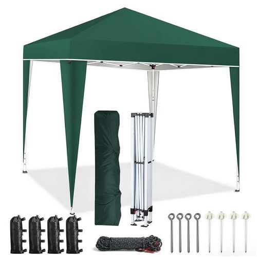 3X3M Pop-Up Pavillon Faltbar, Instant Outdoor Pavillon Zelt für Camping, Strand, Garten, Party und Outdoor Events,Dunkelgrün