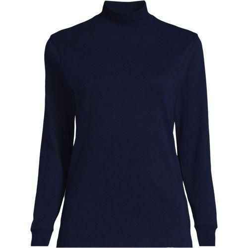 Stehkragen-Shirt, Damen,  Blau, Baumwolle, by Lands' End