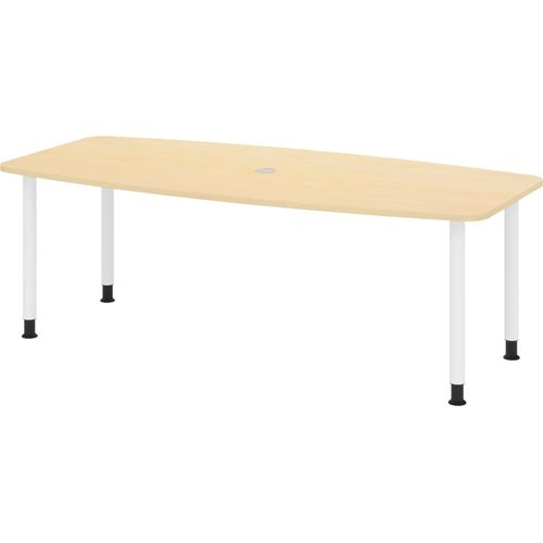 bümö Konferenztisch klein KT22 - Nachbildung Ahorn, tischfuss: Füße in Weiß