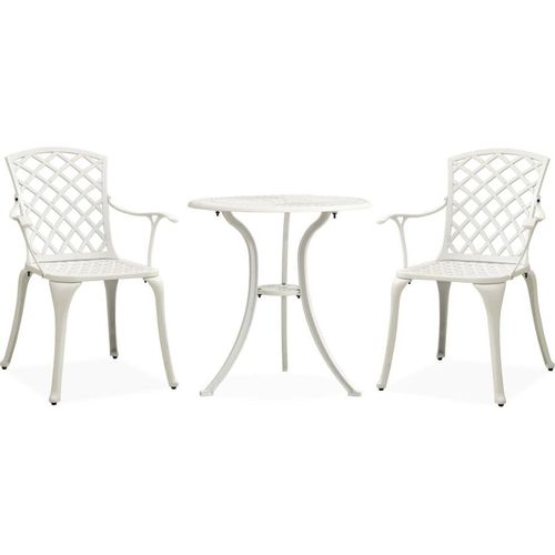 3-tlg. Bistro-Set Aluminiumguss Weiß
