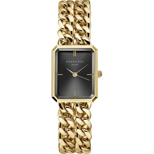 ROSEFIELD Damenuhr Octagon XS Studio Kettenuhr Schwarz Gold SBGSG-O77