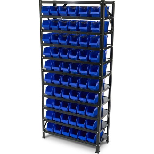 HBM Lagerschrank, Lagersystem, Regalsystem mit 60 Aufbewahrungsbehältern