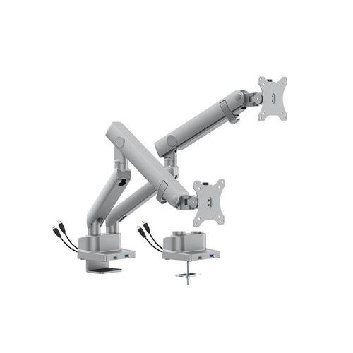 DUTZO Monitorarm für 2 Monitore (17"-35") - Pro+ Version mit 1 x USB-A & 1 x USB C port (Weiß)