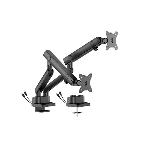DUTZO Monitorarm für 2 Monitore (17"-35") - Pro+ Version mit 1 x USB-A & 1 x USB C port (Grau / Schwarz)