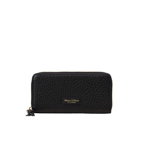 Geldbörse MARC O'POLO "aus markant genarbtem Schafleder", Damen, schwarz, Leder, unifarben, Kleinlederwaren
