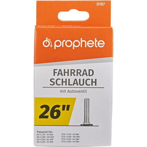 Fahrradschlauch PROPHETE "Fahrradschlauch", schwarz, Fahrradschläuche, 48mm, Autoventil (AV), 26 Zoll (66,04cm)